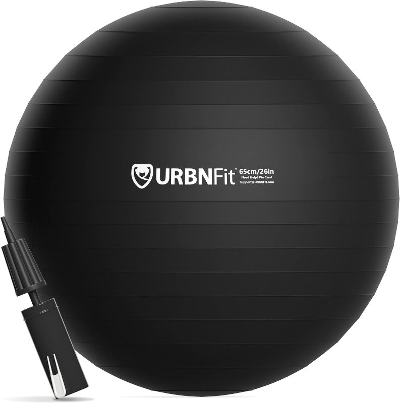Photo 1 of URBNFit Exercise Ball - Yoga Ball in Multiple Sizes for Workout, Pregnancy, Stability - Anti-Burst Swiss Balance Ball w/Quick Pump - Fitness Ball Chair for Office, Home, Gym

