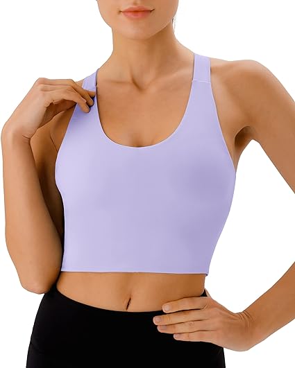 Photo 2 of Sports Bras for Women Criss-Cross Back Padded Workout Tank Tops Medium Support Crop Tops for Women
