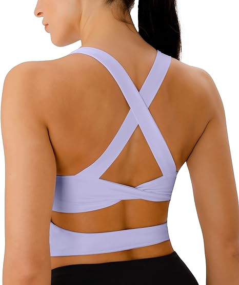 Photo 1 of Sports Bras for Women Criss-Cross Back Padded Workout Tank Tops Medium Support Crop Tops for Women
