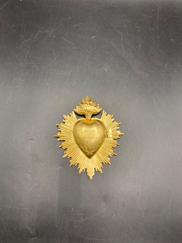 Photo 3 of Sacred Heart, Metal Heart Milagro, Gold Heart Box, Ex Voto
