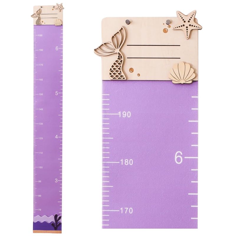 Photo 1 of Height Growth Chart for Kids, Felt Height Chart Ruler Measurement for Wall, Kids Room Wall Decor,Purple(70CM Start)
