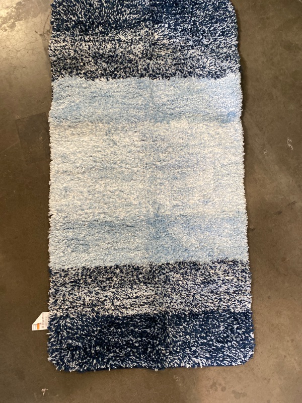 Photo 2 of Arotive Microfiber Bathroom Rugs, Shaggy Soft and Absorbent Bath Rug, Non-Slip, Thick Plush Mat, Machine Washable Dry Mats for Bathroom, Tub Shower, 24" x 16", Blue
