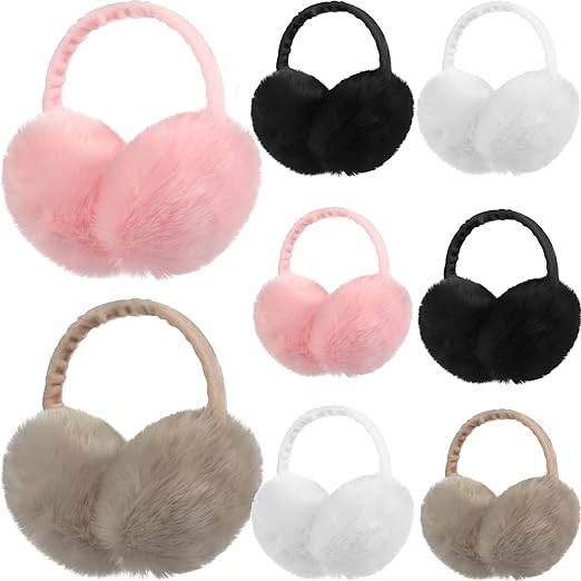 Photo 1 of 8 Pcs Winter Ear Muffs Cute Faux Fur Ear Warmers Ski Adjustable Ear Covers Outdoor Fluffy Earmuffs for Women Girls Men Boys
