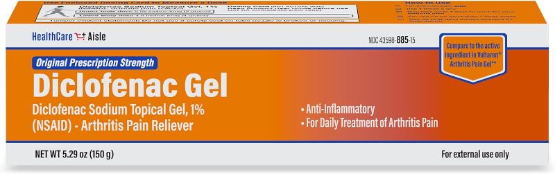 Photo 1 of HealthCareAisle Diclofenac Gel, 1%, Arthritis Pain Relief - 150 g tube - Original Prescription Strength (NSAID)
