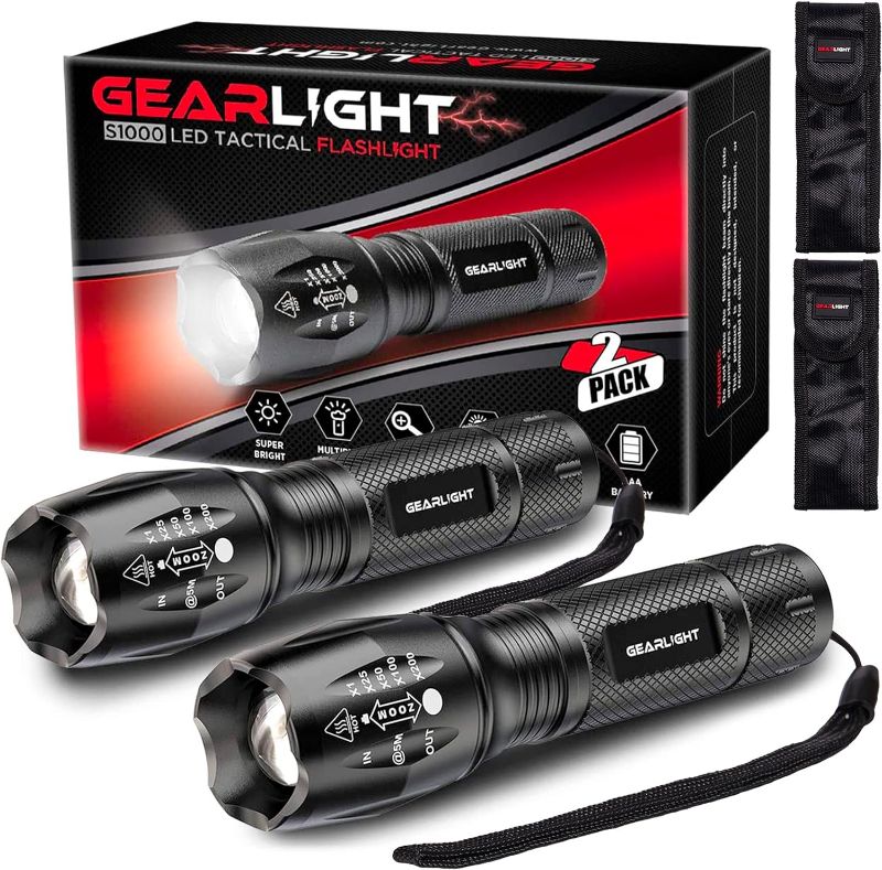 Photo 1 of GearLight LED Flashlights - Mini Camping Flashlights with 5 Modes, Zoomable Beam - Powerful and Bright for Outdoor Use
