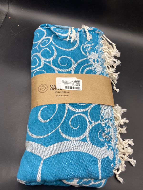 Photo 2 of Sand Cloud Turkish Beach Towel - Sand Free - 100% Organic Turkish Cotton Yarn - Quick Dry Towel for Beach, Picnic, Blanket or Bath Towel - As Seen on Shark Tank - Marine Life (Whale Shark)
