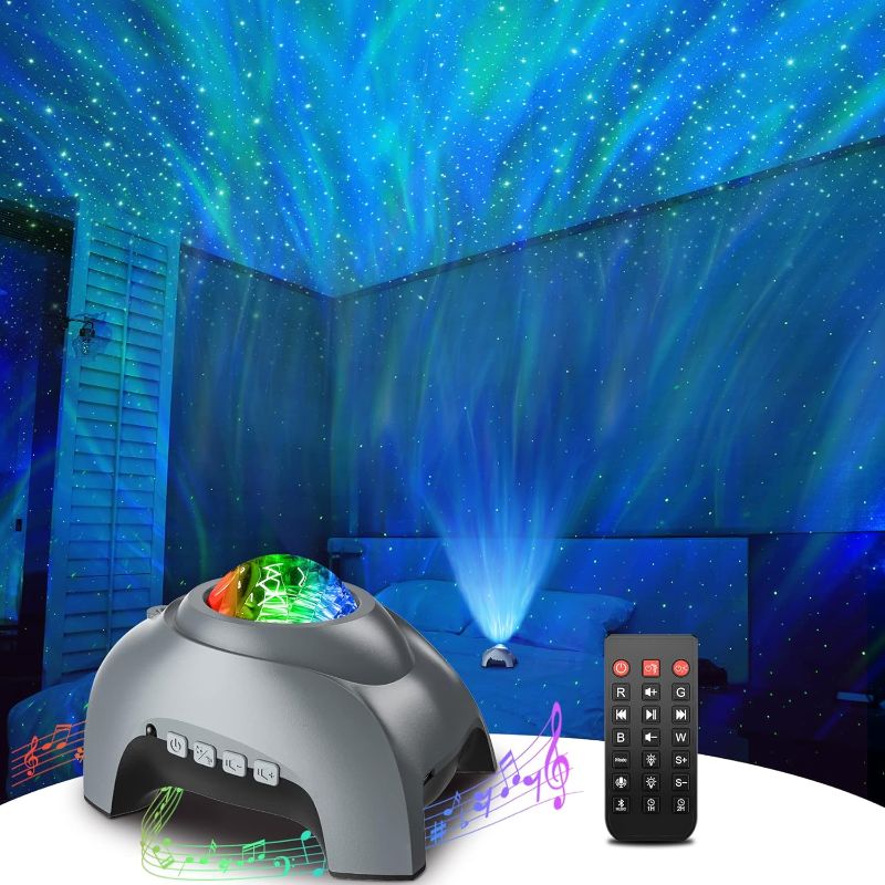 Photo 1 of Galaxy Projector, Star Projector LED Lights for Bedroom, White Noise Aurora Projector, Night Light for Kids Room, Adults Home Theater, Ceiling, Room Decor, Gift for Christmas, Birthday
