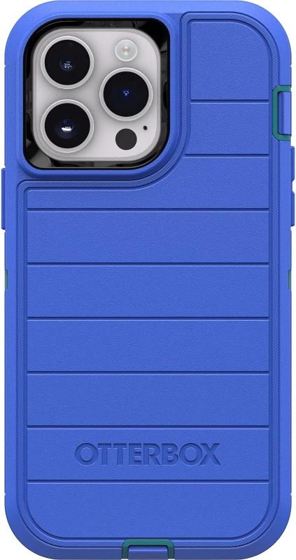 Photo 1 of OtterBox Defender Series Screenless Edition Case for iPhone 14 Pro Max (Only) - Case Only - Microbial Defense Protection - Non-Retail Packaging - Rain Check (Blue)
