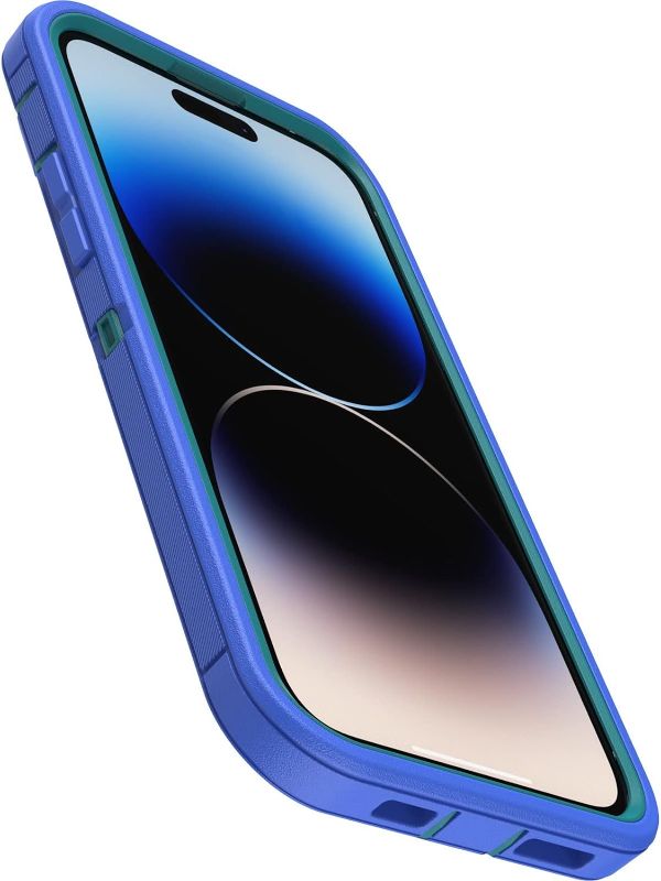 Photo 2 of OtterBox Defender Series Screenless Edition Case for iPhone 14 Pro Max (Only) - Case Only - Microbial Defense Protection - Non-Retail Packaging - Rain Check (Blue)
