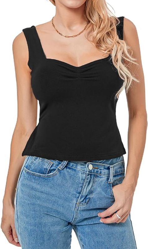 Photo 1 of Women Going Out Crop Tank Tops Sexy Sleeveless Low Cut Bustier Tops Y2K Basic Slim Fit Cami Tank Tops Streetwear
