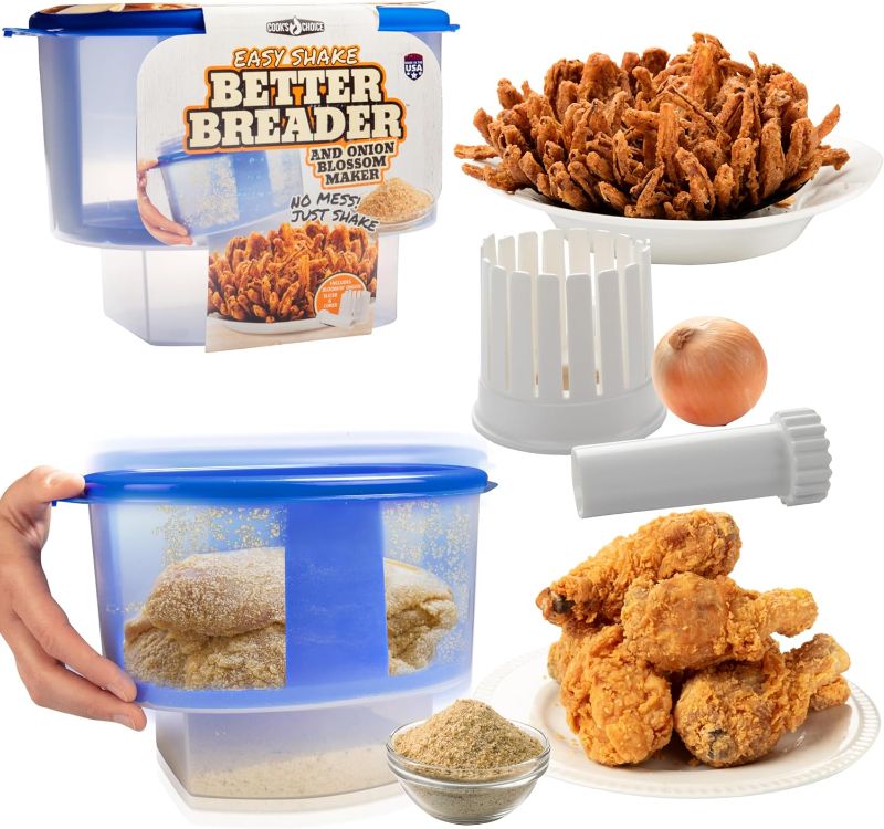 Photo 1 of Onion Blossom Maker w The Original Better Breader Bowl- All-in-one Set Includes Blooming Onion Slicer & Mess Free Batter Breading Station for Home or On-the-Go- Durable, Reusable Meal Prep Accessory
