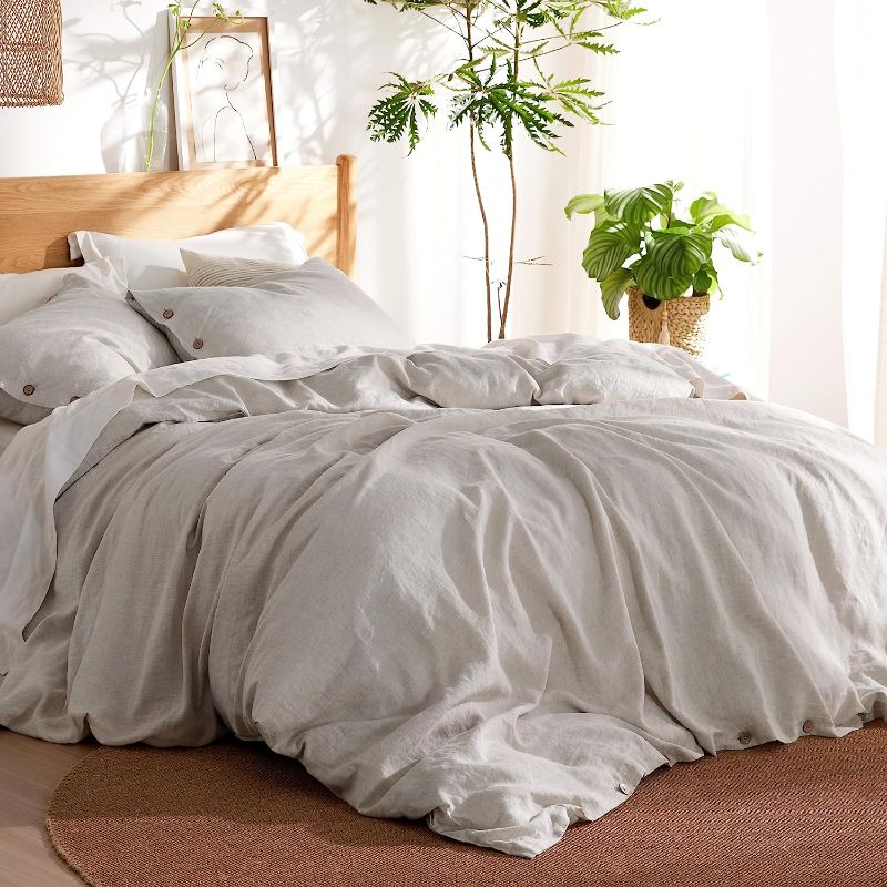 Photo 1 of Bedsure Linen Duvet Cover Queen Linen Cotton Blend Duvet Cover Set - 3 Pieces Comforter Cover Set (90 x 90 inchs,No Comforter Included)
