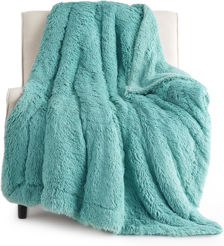 Photo 1 of Bedsure Faux Fur Sage Green Throw Blanket – Fuzzy, Fluffy, and Shaggy Sage Blanket, Soft and Thick Sherpa, Cozy Warm Decorative Gift, Throw Blankets for Couch, Sofa, Bed, 50x60 Inches, 640 GSM
