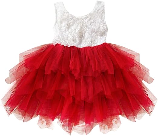 Photo 1 of Little Girl Lace Flower Tutu Dress Backless Princess Wedding Bridesmaid Formal
