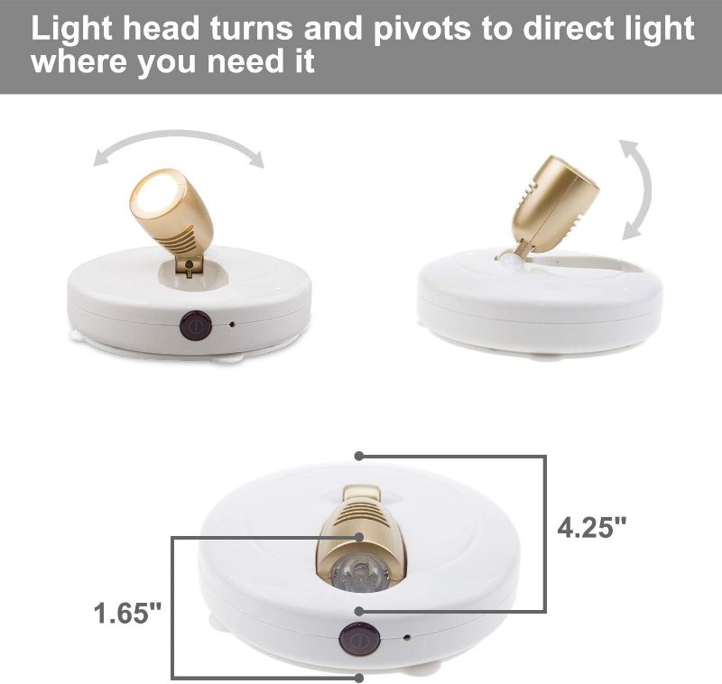 Photo 2 of HONWELL LED Spotlight Wireless Accent Lights 2 Pack Battery Powered Warm White Puck Lights with Remote Under-Cabinet Light Indoor Closet Light with Rotatable Lights Head,Picture Lights for Paintings
