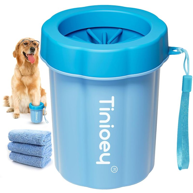Photo 1 of Dog Paw Cleaner for Medium Dogs (with 3 Absorbent Towels), Dog Paw Washer, Paw Buddy Muddy Paw Cleaner, Pet Foot Cleaner (Medium, Blue)
