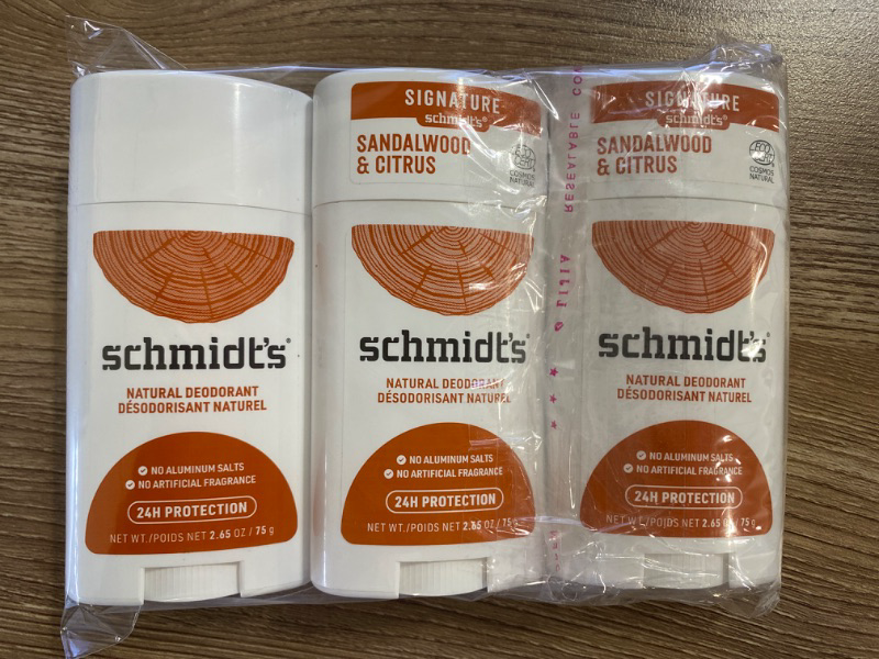 Photo 2 of Schmidt's Aluminum Free Natural Deodorant for Women and Men, Sandalwood and Citrus with 24 Hour Odor Protection, Certified Natural, Vegan, Cruelty Free, 2.65 oz Pack of 3
