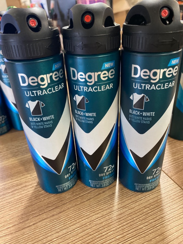 Photo 2 of Degree Men Antiperspirant Spray Black + White 3 Count Protects from Deodorant Stains Instantly Dry Spray Deodorant 3.8 oz
