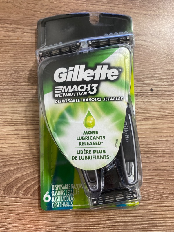 Photo 2 of Gillette Mach3 Disposable Razors for Men, 6 Count, Designed for Sensitive Skin
