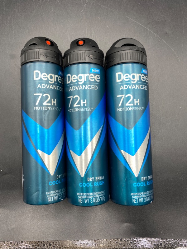 Photo 2 of Degree Men Antiperspirant Deodorant Dry Spray Cool Rush 3 count Deodorant for Men With MotionSense Technology 3.8 oz
