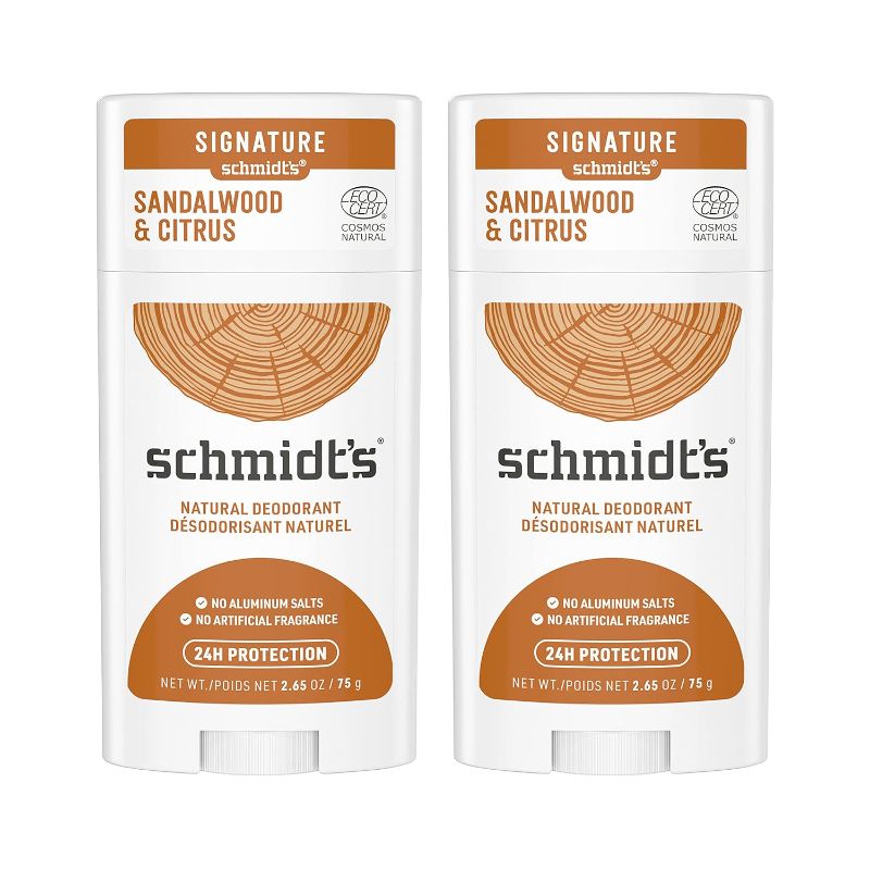 Photo 1 of Schmidt's Aluminum Free Natural Deodorant for Women and Men, Sandalwood and Citrus with 24 Hour Odor Protection, Certified Natural, Vegan, Cruelty Free, 2.65 oz Pack of 2
