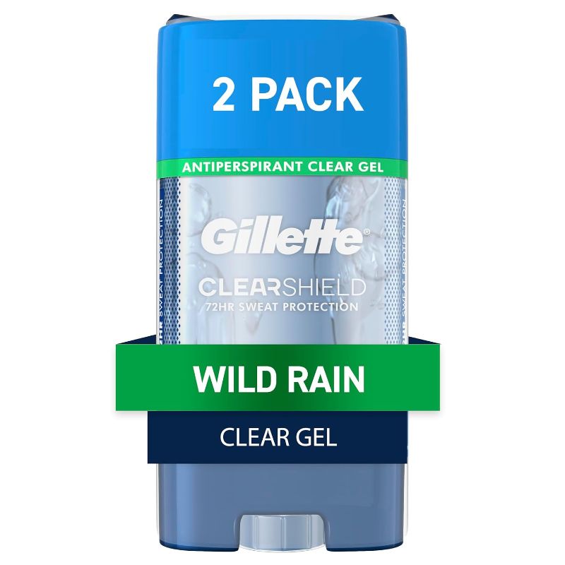 Photo 1 of Gillette Antiperspirant and Deodorant for Men, Clear Gel, Wild Rain Scent, 3.8 oz (Pack of 2)
