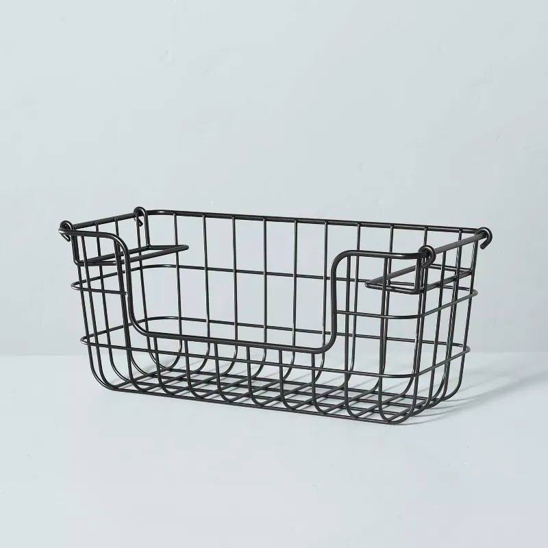 Photo 1 of Stacking Wire Storage Basket Matte Black - Hearth & Hand™ with Magnolia
