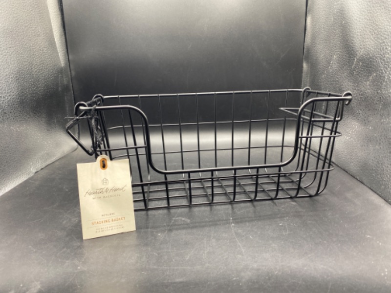 Photo 2 of Stacking Wire Storage Basket Matte Black - Hearth & Hand™ with Magnolia
