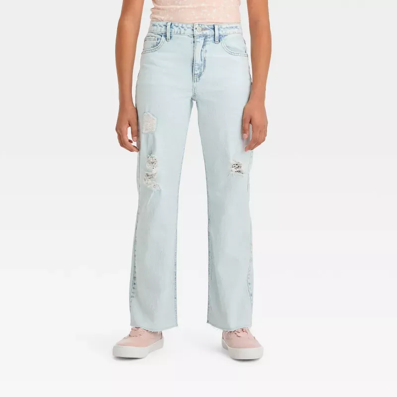 Photo 1 of Girls' High-Rise Baggy Wide Leg Jeans - art class™
