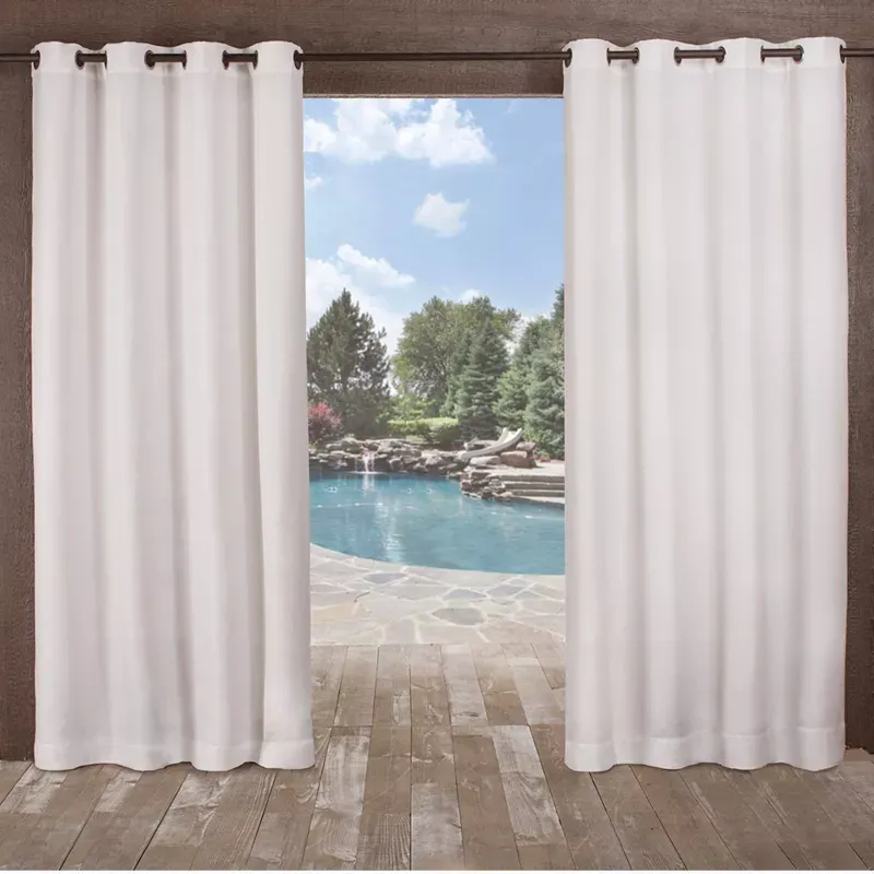 Photo 1 of Set of 2 Delano Indoor/Outdoor Heavy Textured Grommet Top Light Filtering Window Curtain Panels - Exclusive Home
