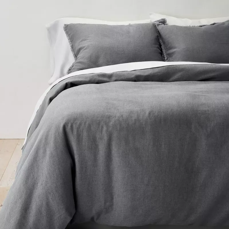 Photo 1 of Heavyweight Linen Blend Duvet Cover & Pillow Sham Set - Casaluna™
