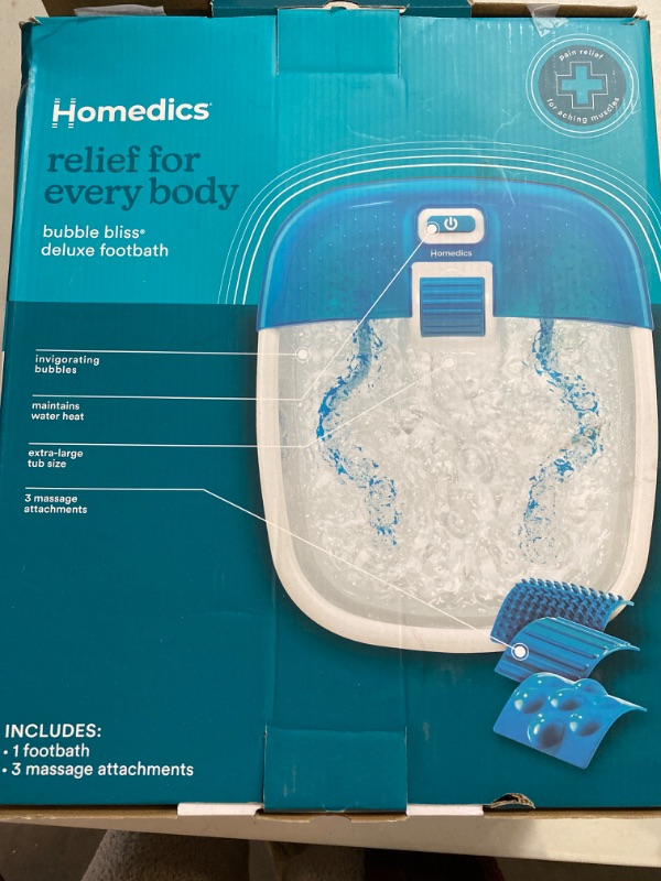 Photo 2 of HoMedics Invigorate Bubble Massage Foot Spa with 3 Pedicure Attachments - 1pc
