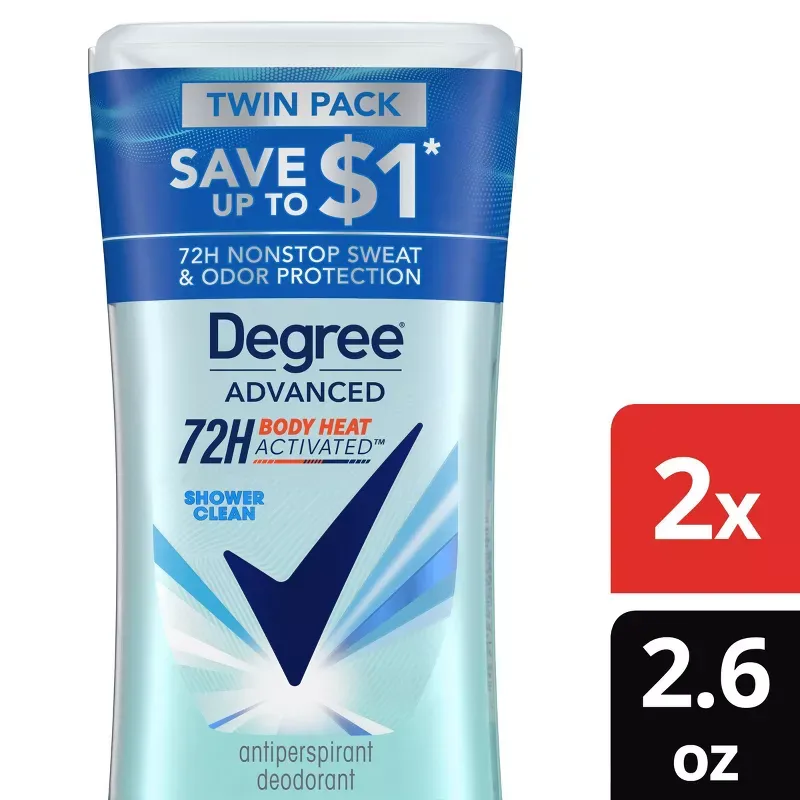 Photo 1 of Degree Advanced Montionsense Shower Clean 72-Hour Antiperspirant & Deodorant - 2.6oz/2pk
