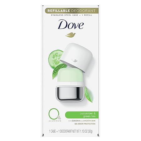 Photo 1 of Dove Refillable Deodorant Starter Kit Deodorant For Women Cucumber & Green Tea 0% Aluminum 1.13 oz

