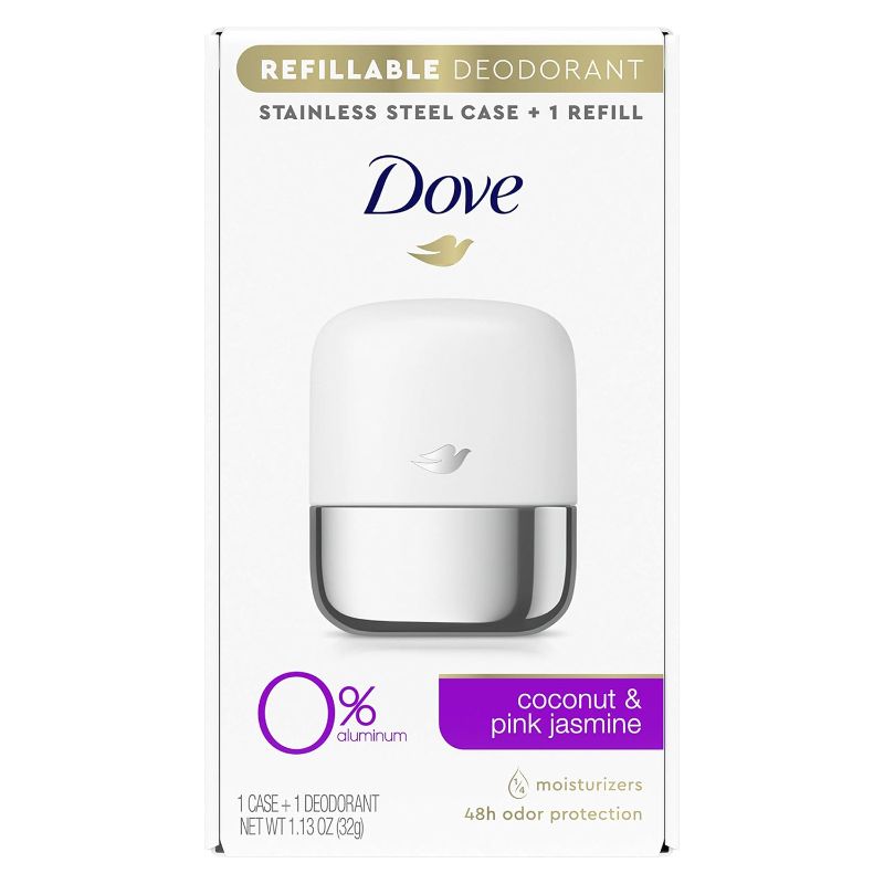 Photo 1 of Dove Refillable Deodorant Starter Kit 0% Aluminum Coconut & Pink Jasmine Aluminum Free Deodorant 1.13 oz
2 pack