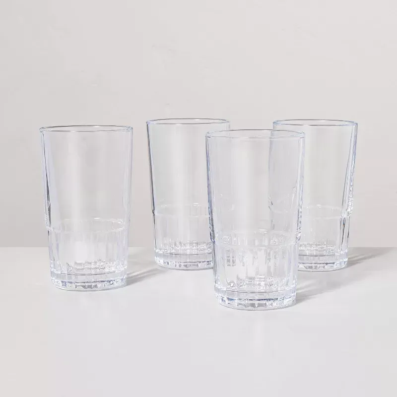 Photo 1 of 12.8oz Tall Fluted Glass Tumblers Clear - Hearth & Hand™ with Magnolia
