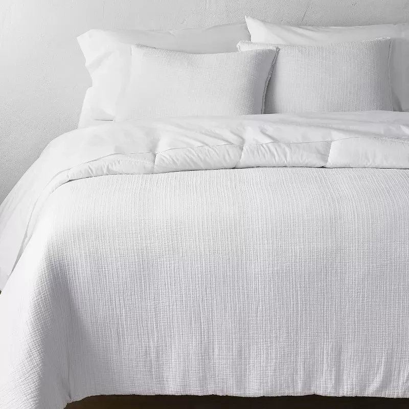 Photo 1 of Textured Chambray Cotton Comforter & Sham Set - Casaluna™

