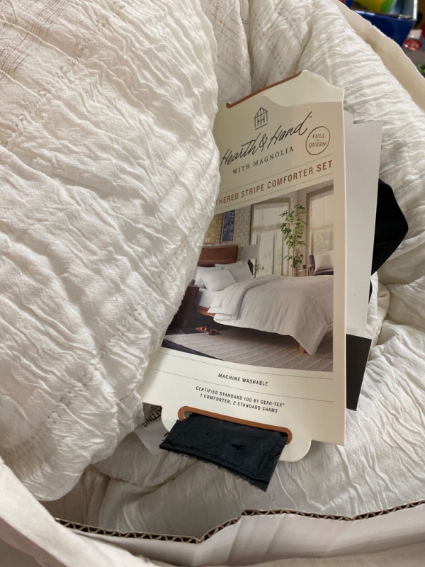 Photo 2 of 3pc Heather Stripe Comforter Bedding Set Twilight Taupe - Hearth & Hand™ with Magnolia
