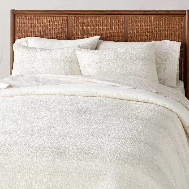 Photo 1 of 3pc Heather Stripe Comforter Bedding Set Twilight Taupe - Hearth & Hand™ with Magnolia
