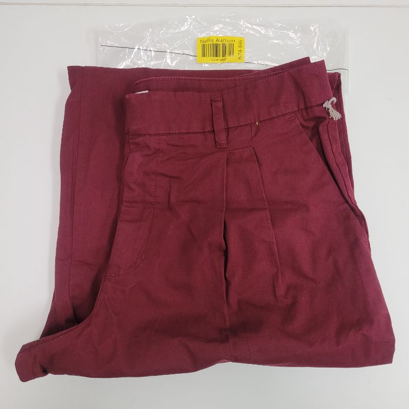 Photo 2 of Size 12 - Women's High-Rise Pleat Front Straight Chino Pants - a New Day™ Burgundy