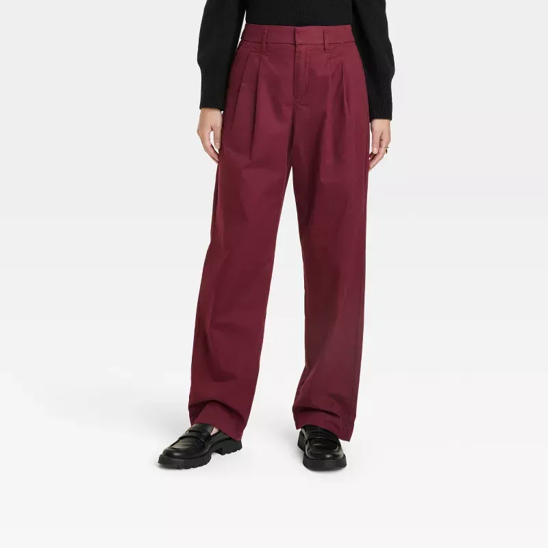 Photo 1 of Women's High-Rise Pleat Front Straight Chino Pants - A New Day™- size 4
