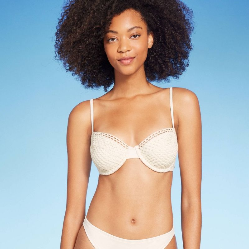 Photo 1 of Women's Crochet Underwire Bikini Top - Shade & Shore™ Off-White 38DD
