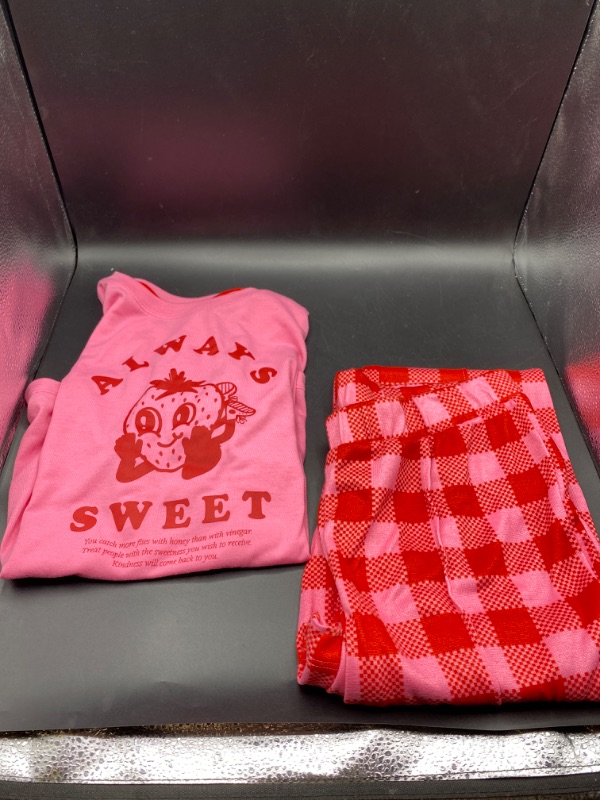 Photo 2 of Girls' Short Sleeve Flare Pants Pajama Set - Art Class™ Pink XXL
