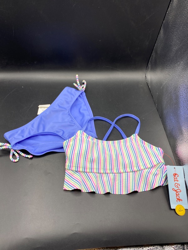 Photo 2 of Girls' Seersucker Striped Midkini Set - Cat & Jack™ Blue XS
