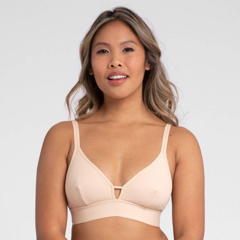 Photo 1 of All.You. LIVELY Women's Stripe Mesh Bralette - Toasted Almond S
