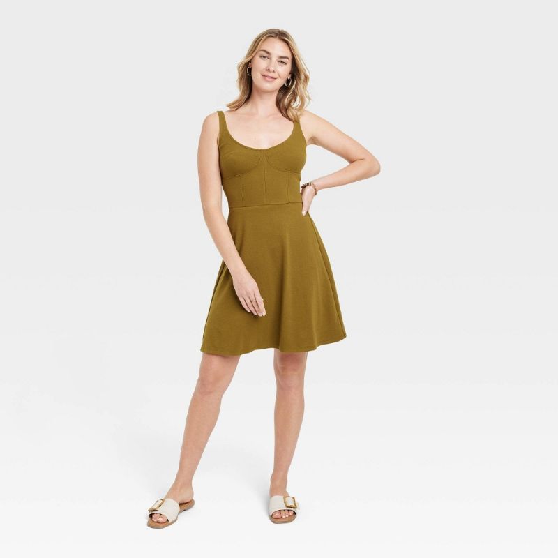 Photo 1 of Women's Corset Knit Dress - Universal Thread™ Green XS
