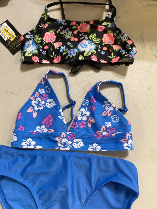 Photo 1 of (XL-bottom) (M-blue top) (L-black top) - young girls bathing suit bundle