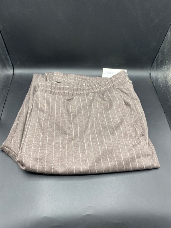 Photo 2 of Women's High-Rise Regular Fit Tapered Ankle Knit Pants - a New Day™ Taupe Pinstriped 2X
