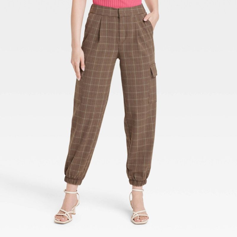 Photo 1 of Women's High-Rise Ankle Jogger Pants - a New Day™ Brown Plaid 16

