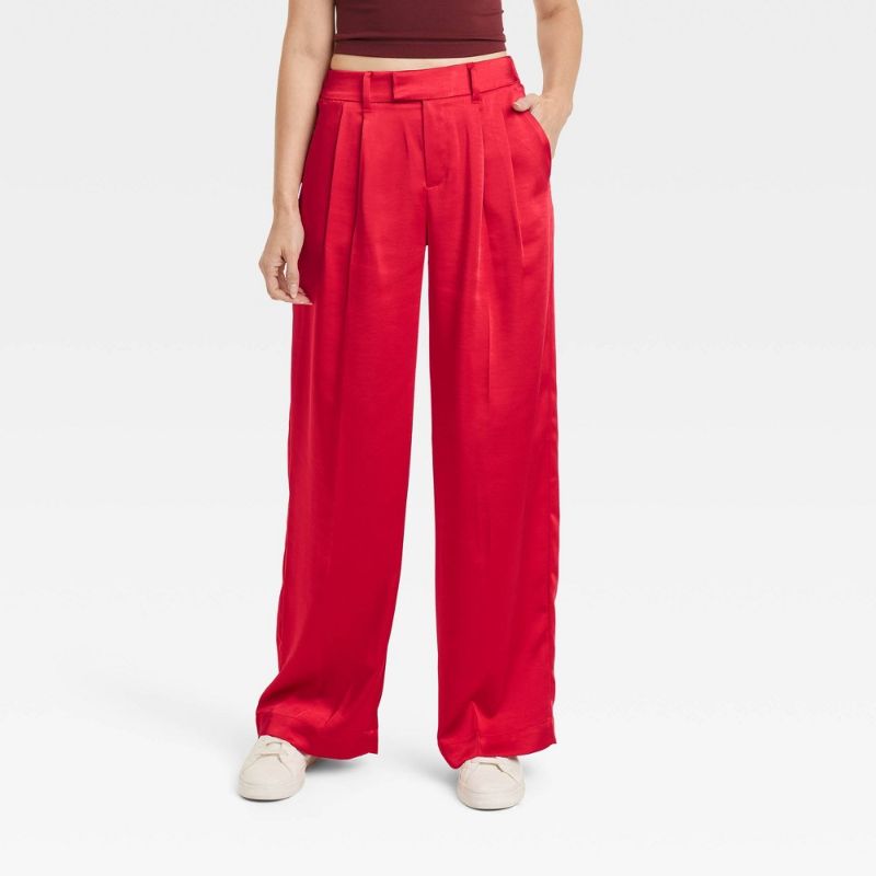Photo 1 of Women's High-Rise Wide Leg Satin Pants - a New Day™ Red 6
